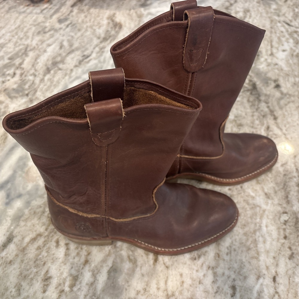 Double-H Boots Ranchwell Brown Leather Western Slip On Boots Mens 7 3E 2655